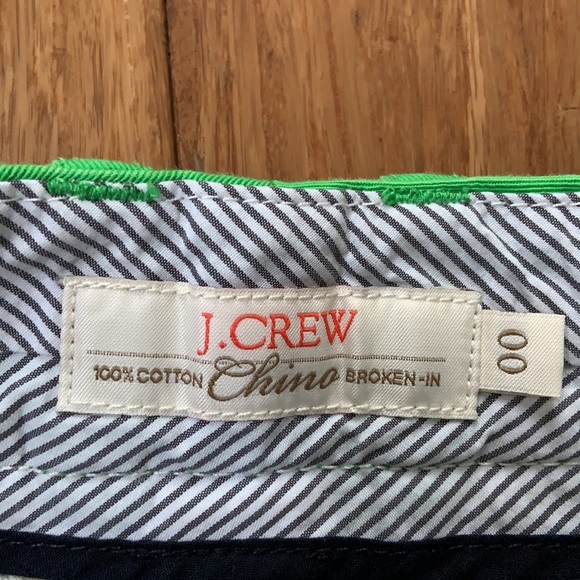JCREW 3” Chino Shorts Green 100% Cotton sz 00 - Picture 4 of 4